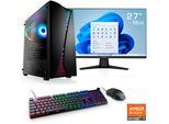 Gaming-PC-Komplettsystem CSL "ARVENOX Pro Vision L28130", Energieeffizienz: F, schwarz, Computer_Komplettsysteme, Microsoft Office 11 Home, 16 GB RAM 1.000 GB SSD, Gaming-PC-Komplettsystem, B:19,4cm H:45cm T:38,6cm