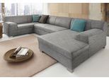 Wohnlandschaft DOMO COLLECTION "Amando in vielen Bezugsvarianten, Breite 332cm, komfortabel, U-Form", grau (anthrazit, beige), B:332cm H:74cm T:182cm, PRIMABELLE-Microfaser aus 100% Polyester;SOFTLUX-Kunstleder;Strukturstoff aus 90% Polyester und 10% Polyacryl;NaturLEDER - echtes Rindsleder, Sofas, Wohnlandschaft, wahlweise mit Bettfunktion, fester Sitzkomfort, frei im Raum stellbar