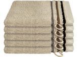 Waschhandschuh SCHIESSER "Skyline Color aus 100 % Baumwolle mit eleganter Streifenbordüre", beige (sand), B:16cm L:22cm, Frottier, Handtücher, Waschhandschuh, OEKO-TEX MADE IN GREEN