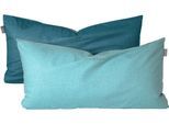 Kissenhüllen SCHIESSER "Doubleface aus weicher Baumwolle mit edlem Melangeeffekt in Wendeoptik", blau (türkis), B:40cm L:80cm, Renforcé, Renforcé, Kissenbezüge, Kissenhüllen, OEKO-TEX MADE IN GREEN