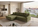 Ecksofa OTTO HOME "Summer L-Form, B: 284 cm, Schlaffunktion, 2 Zierkissen", grün (b882 memphis 11 olive), B:284cm H:80cm T:178cm, 90% Polyester;10% Nylon, Sofas, Ecksofa, optional mit Kopfstützen, Wellenfederung, frei stellbar