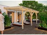 Terrassendach KONIFERA "Fulu", beige (unbehandelt), B:510cm T:400cm, Fichtenholz, Leimholz, Polycarbonat (PC), Terrassenüberdachungen, Terrassendach, Bausatz aus naturbel. Leimholz mit lichtdurchl. Polycarbonat-Pultdach