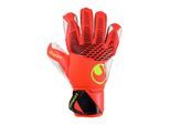 Torwarthandschuhe UHLSPORT "Torwarthandschuhe FM ZNE Supersoft", Herren, Gr. 10, rot (fluo rot, weiß, fluo gelb), Obermaterial: 81% Gummi rubber. 13% Polyester PES. 6% Nylon NY., Handschuhe Torwarthandschuhe
