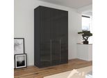 Drehtürenschrank OTTO HOME "Kleiderschrank Schrank Garderobe AGORDO Schlafzimmer", grau (graumetallic, effektgrau hochglanz), B:136cm H:229cm T:54cm, Holzwerkstoff, Schränke, Drehtürenschrank, durchdachte Innenausstattung, in 8 Breiten und 2 Höhen MADE IN GERMANY