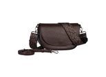 Umhängetasche GABOR "Linda", Damen, Gr. B/H/T: 25,5cm x 16,5cm x 9cm, braun (dunkelbraun), Lederimitat, Taschen Umhängetasche, Damen Schultertasche mit elegantem Schultergurt aus edlem Gewebeband