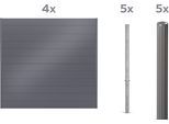 Dichtzaun ALBERTS "Palitio, Profilhöhe 150 mm", grau (umbragrau ral 7022, zum einbetonieren), H:180cm, Aluminium, Zaunelemente, Dichtzaun, Aluminium, verschiedene Dekore und Längen