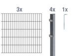 Doppelstabmattenzaun ALBERTS "Grundset", grau (anthrazit), H:80cm, Stahl, Zaunelemente, Doppelstabmattenzaun, Höhe: 80-200 cm, Gesamtlänge: 4-30 m, zum Einbetonieren