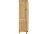 Hochschrank HOME AFFAIRE "Oslo", beige (natur gebeizt, gewachst), B:50cm H:205cm T:50cm, Massivholz, Schränke, Hochschrank, 50 cm breit, in 2 Tiefen, 2 Türen, 1 Schublade, aus massiver Kiefer