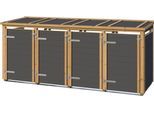 Mülltonnenbox WEKA "Killarney", grau (anthrazit), B:300cm H:127cm T:92cm, Massivholz, Aufbewahrungsboxen, Mülltonnenbox, Metall pulverbeschichtet, für 4 Mülltonnen, BxTxH: 300x92x127 cm