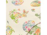 Baumwoll-Canvas florale Osterhasen und Eier „Doreen“, natur-color