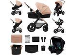 Kombi-Kinderwagen KINDERKRAFT "MOOV 2 Air 3IN1", Baby, rosa (sandbeige), Stahl, Kinderwagen Kombi-Kinderwagen, mit Luftreifen