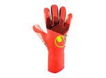 Torwarthandschuhe UHLSPORT "Torwarthandschuhe FM ZNE Ultragrip HN", Herren, Gr. 7.5, rot (fluo rot, weiß, fluo gelb), Obermaterial: 81% Gummi rubber. 13% Polyester PES. 6% Nylon NY., Handschuhe Torwarthandschuhe