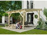 Terrassendach KONIFERA "Capella", beige (unbehandelt), B:409,2cm T:450cm, Fichtenholz, Leimholz, Polycarbonat (PC), Terrassenüberdachungen, Terrassendach, Bausatz aus naturbel. Leimholz mit lichtdurchl. Polycarbonat-Pultdach