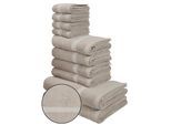 Handtuch Set OTTO HOME "Kapra, Premium Handtücher, 100% Baumwolle, 500 gr/m², 10-tlg.", silber (silberfarben), 10 Stk., Frottier, Frottier, Obermaterial: 100% Baumwolle, Handtuch-Sets, Handtuch Set, 2 Duschtücher, 4 Handtücher, 4 Gästehandtücher, 5 Jahre Garantie