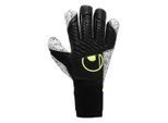Torwarthandschuhe UHLSPORT "Torwarthandschuhe FM Supergrip+ Flex Frame", Herren, Gr. 10, schwarz (schwarz, fluo gelb), Obermaterial: 81% Gummi rubber. 13% Polyester PES. 6% Nylon NY., Handschuhe Torwarthandschuhe