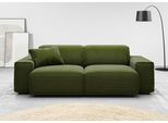2,5-Sitzer HOME AFFAIRE "Glimminge Breite 214cm, auch in Breitcord, Feincord + Easy care-Bezug", grün (moos), B:214cm H:71cm T:101cm, 95% Polyester, 5% Nylon, Sofas, 2 5-Sitzer, besondere Kedernähte, Zierkissen