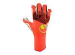 Torwarthandschuhe UHLSPORT "Torwarthandschuhe FM ZNE Supergrip+ HN", Herren, Gr. 8,5, rot (fluo rot, weiß, fluo gelb), Obermaterial: 81% Gummi rubber. 13% Polyester PES. 6% Nylon NY., Handschuhe Torwarthandschuhe