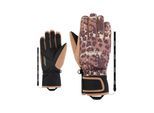 Skihandschuhe ZIENER "KARLOTAA-Z AQUASHIELD PrimaLoft DAMEN", Damen, Gr. 6,5, braun (faded leo), Materialmix, Handschuhe Skihandschuhe, wasserdicht, winddicht, atmungsaktiv, extra warm
