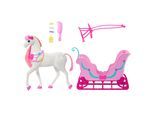 Puppen Fahrzeug BARBIE "Barbie in Der Nussknacker, Pferd und Schlitten", pink (bunt), Puppenausstattungen, KinderB:12cm H:29cm L:56cm, Puppen Fahrzeug, Pferd mit duftender Mähne, B:12cm H:29cm L:56cm
