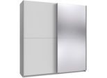Kleiderschrank WIMEX "Mugano, B/T/H 135 oder 180/65/198cm, Made in Germany", weiß (weiß, griffe alufarben), B:180cm H:198cm T:65cm, Holzwerkstoff, Schränke, Kleiderschrank, 2 Schwebetüren mit oder ohne Spiegel, Metallgriffe