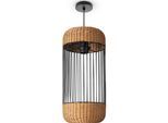 PACO HOME Pendelleuchte "PUSTA", schwarz (holzfarben), Ø 19cm H: 193cm, Leuchten, Rattan Esszimmer Lampe Pendelleuchte Boho Zylinder Rustikal E27, Pendelleuchte