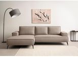 Ecksofa OTTO HOME "TVINNU Leinenoptik, L-Form, Breite 275 cm", beige (hellbraun), B:275cm H:83cm T:173cm, Sofas, Ecksofa, wahlweise Recamiere rechts/links, schwarze Füße, bequemer Sitzkomfort