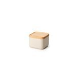 Vorratsdose CONTINENTA "Dose mit Holzdeckel, Keramik matt", beige (sand), B:10,5cm H:8cm L:10,5cm, Keramik, Lebensmittelaufbewahrungsbehälter, Vorratsdose