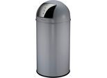 Mülleimer FACKELMANN "BERLIN, Push Abfalleimer 40L", grau (urban gray), H:77cm Ø:36cm, Edelstahl, Mülleimer, Mülleimer, Retro-Design, großes Fassungsvolumen, lackiertes Edelstahlgehäuse