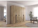 Kleiderschrank RAUCH "Schrank Schlafzimmerschrank Garderobe Stauraum GAMMA Breite 226 cm", braun (eiche sonoma, griffstangen graumetallic), Schränke, Kinder, B/H/T: 226cm x 210cm x 54cm, Classic, Holzwerkstoff, Kleiderschrank, mit Schubladen, verschiedene Griff-Varianten TOPSELLER MADE IN GERMANY, B:226cm H:210cm T:54cm