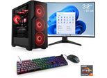 Gaming-PC-Komplettsystem CSL "ARVENOX Ultra Vision L28125", Energieeffizienz: F, schwarz, Computer_Komplettsysteme, Microsoft Windows 11 Home, 32 GB RAM 1.000 GB SSD, Gaming-PC-Komplettsystem, B:21,5cm H:49cm T:46cm