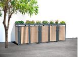 Mülltonnenbox WESTMANN "Planta", braun (holzoptik, braun), B:332cm H:124,5cm T:84cm, Metall, Stahl, Aufbewahrungsboxen, Mülltonnenbox, Platz für 5 Mülltonnen je 240 L, BxHxT: 332x84x124,5 cm