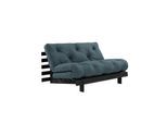 Daybett KARUP DESIGN "Roots Sofa Bed, Schlafsofa,, Bettfunktion, FSC-Massivholz", blau (petrol blau, raw), B:140cm H:85cm, Bezug: 80% Baumwolle, 20% Polyester, Daybetten, Daybett, Inkl. Futonmatratze, Made in Europe, langlebig, B: 140 oder 160 cm