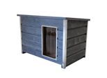 SunnyDogs Wetterfeste Holz-Hundehütte grau mit aufklappbarem Flachdach, 116x75x80 cm
