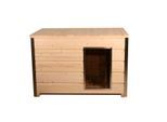 SunnyDogs Holz-Hundehütte mit 30 mm Isolierung und Flachdach, naturbelassen, 116,5 x 78 x