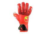 Torwarthandschuhe UHLSPORT "Torwarthandschuhe FM ZNE Soft Flex Frame", Herren, Gr. 8, rot (fluo rot, weiß, fluo gelb), Obermaterial: 81% Gummi rubber. 13% Polyester PES. 6% Nylon NY., Handschuhe Torwarthandschuhe
