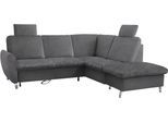 Ecksofa, grau (steel), B:236cm H:93cm T:214cm, Sofas, Ecksofa, mit Federkern, zwei Kopfstützen und wahlweise mit Schlaffunktion