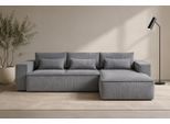 Ecksofa OTTO HOME "Tillian, Schlafsofa", grau (ash), B:294cm H:80cm T:188cm, 92% polyester, 8% nylon, Sofas, Ecksofa, Breite 294 cm, Breitkord, Sitzfläche mit Taschenfederkern