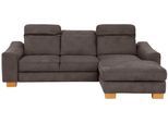 Ecksofa HOME AFFAIRE "Dundee L-Form", braun (mocca), B:264cm H:86cm T:170cm, Luxus-Microfaser Florence (100% Polyester);Struktur fein (100% Polyester);Luxus-Microfaser Lederoptik (100% Polyester), Sofas, Ecksofa, wahlweise mit Kopfteilverstellung und zusätzlich mit Schlaffunktion
