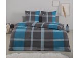 Bettwäsche TOM TAILOR HOME "Ole", blau (türkis), B/L: 200cm x 200cm, 1 Stk., 2 Stk., Renforcé, B/L: 80cm x 80cm & 80cm x 80cm, 3, Renforcé, Obermaterial: 100% Baumwolle, Bettwäsche, Bettwäsche, karierte Bettwäsche aus Baumwolle, mit Reißverschluss