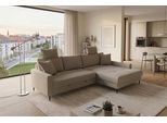 Ecksofa OTTO HOME "Summer L-Form, B: 284 cm, Schlaffunktion, 2 Zierkissen", beige (b884 memphis 5 truffle), B:284cm H:80cm T:178cm, 90% Polyester;10% Nylon, Sofas, Ecksofa, mit Kopfstützen, Wellenfederung, frei stellbar