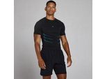 Lift Muscle Fit Nahtloses T-Shirt - Vintage-Schwarz/Power Blue - M