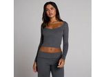 MP Damen V-Ausschnitt Langarmshirt mit Rippung - Robust-Grau - XS