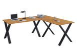 Schreibtisch VCM "X Schreibtisch Eckschreibtisch L Form 130x130x50", braun (schwarz, buche), B:130cm T:130cm, Tische, Schreibtisch