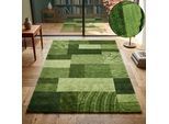 THEKO "Domas 4028, handgeknüpft" rechteckig 12 mm Höhe Kurzflor, reine Wolle, modernes Patchwork Design, Wohnzimmer