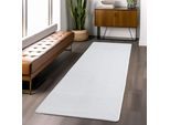 Teppich AYYILDIZ TEPPICHE "JOY 1400, auch als Läufer und in Rund erhältlich", weiß, B:80cm H:11mm L:250cm, Polyester, Teppiche, Teppich, besonders weich, uni Kurzflor, Wohnzimmer, Kinderzimmer