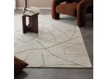 Teppich WECON HOME "Nox", beige (creme weiß), B:140cm H:6mm L:200cm, Schurwolle, Teppiche, Teppich, Wollteppich, abstrakt, hochwertig, handgetuftet, robust, modern