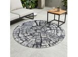Teppich GINO FALCONE "Aurora GF-095", grau, H:5mm Ø:130cm, Polypropylen, Teppiche, Teppich, Holz Optik, ideal im Wohnzimmer & Schlafzimmer