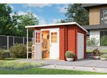 Gartenhaus NORDIC HOLZ "Vilano 3", rot (schwedenrot), ohne Fußboden, ohne Dacheindeckung, Massivholz, Gartenhäuser, Gartenhaus, mit 3 getrennten Bereiche