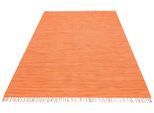 Teppich OTTO HOME "Paul, Handwebteppich" Gr. 4, orange (terra), B:160cm H:5mm L:230cm, Baumwolle, Teppiche, Teppich, reine Baumwolle, Uni, handgewebt, Wendeteppich, mit Fransen, Läufer