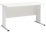 Schreibtisch SCHILDMEYER "Serie 200, Schreibtisch, Made in Germany, B: 140 cm", weiß (weiß, weiß, silber, silber, weiß), B:140cm T:65cm, Tische, Schreibtisch, Solide Verarbeitung - Dieses Produkt ist in Deutschland gefertigt